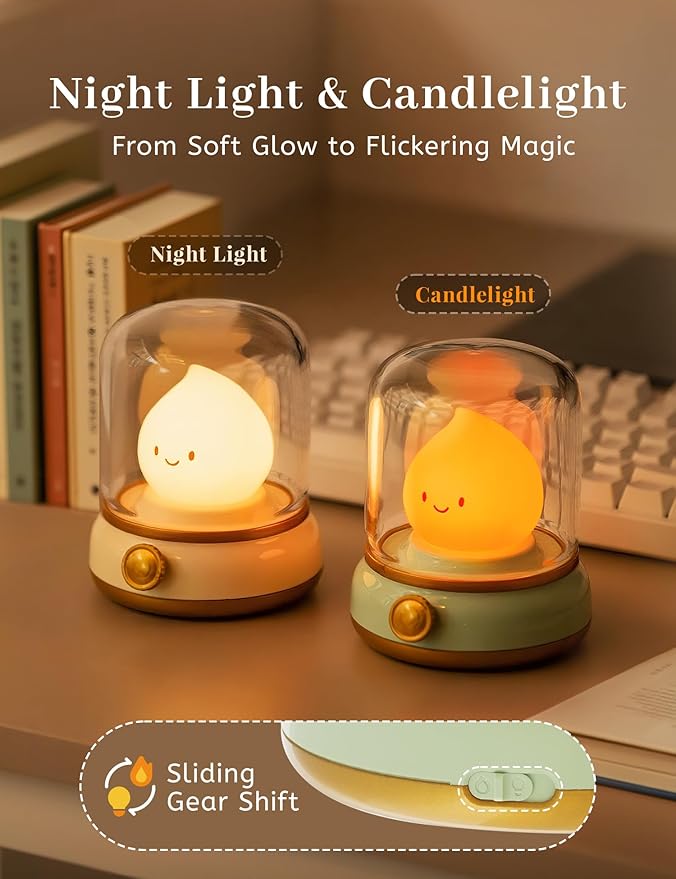 Cute Campfire Lamp, Portable LED Camping Lantern, Rechargeable, Dimming, Candle Lights & Night Light 2 Mode, Table Bedside Lamps, Nightlight for Kids Room, Halloween Decor-CubbioJoy