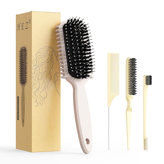 Curl Defining Brush, Curly Hair Brush, Slick Back Hair Brush, For Combing and Shaping Curls in All Hairstyles to Reduce Pulling (Beige)-CubbioJoy