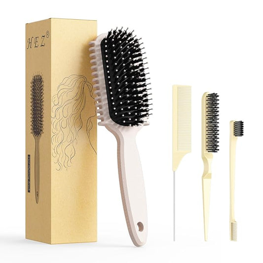Curl Defining Brush, Curly Hair Brush, Slick Back Hair Brush, For Combing and Shaping Curls in All Hairstyles to Reduce Pulling (Beige)-CubbioJoy