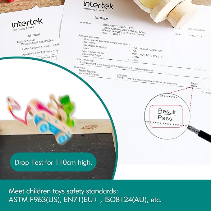 Baby Gift Wooden Toddler Pull Toy, Crocodile Drum Tapping Children's Toy, Baby dragging and Learning to Walk, Rope Traction Rope Crawling for Toddlers Ages 1+-CubbioJoy