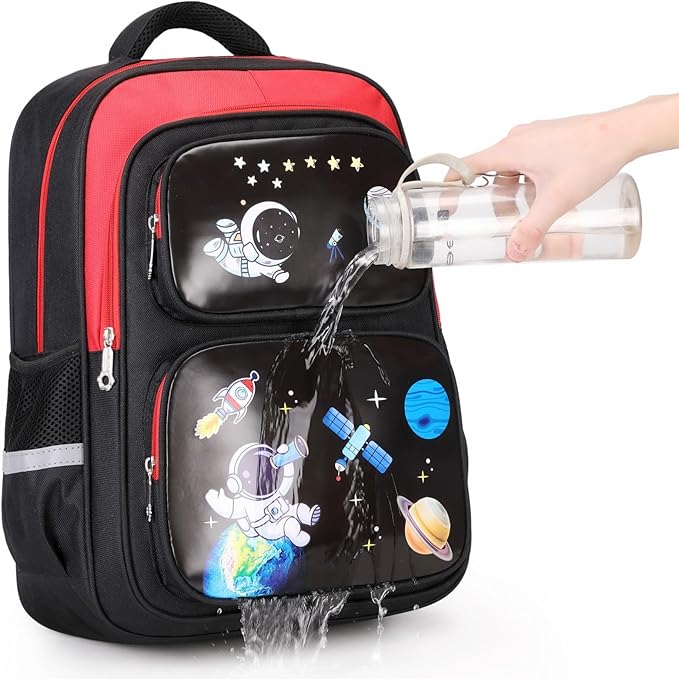 Cartoon Backpack for Boys, 17 Inch Kids Space Backpack for Children Teens Waterproof School Travel Backpacks-CubbioJoy