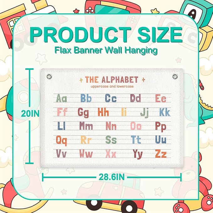 Alphabet Banner Playroom Decor Wall Hanging, Playroom Wall Decor Banner Flag, ABC Chart for Wall for Toddlers, Wall Flag Nursery Bedroom Toddler Room Decor Classroom Decorations, Banner for Room-CubbioJoy