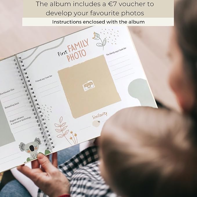 Baby Book Keepsake Gender Neutral to Paste Photos and Writing with +50 Pages and Stickers - Baby Memory Book from the First Year to 5th - Newborn Gifts, Baby Shower and Gender Reveal-CubbioJoy