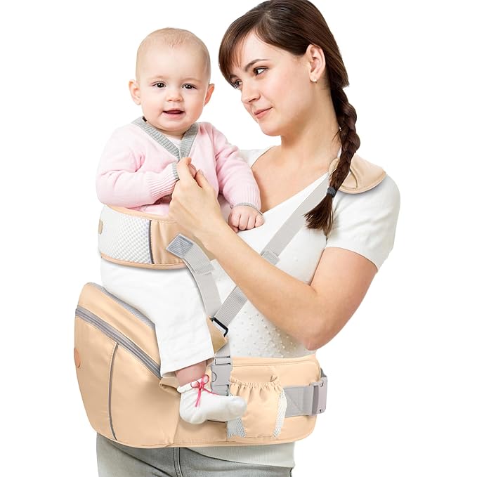 Baby Hip Seat Carrier, Ergonomic Waist Stool for Child Infant with Adjustable Strap Pocket Soft Base, Baby Hip Carrier for Newborns & Toddlers-CubbioJoy