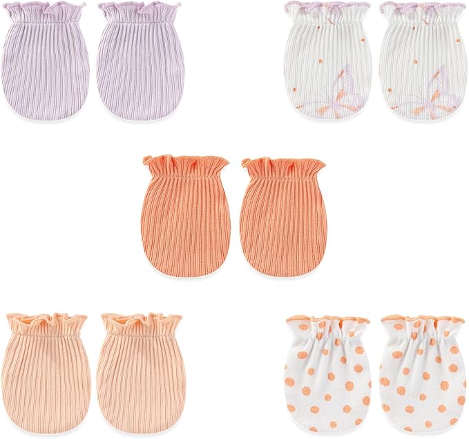5 Pairs Baby Not Scratch Mittens 0-6 Months New Born Boy Girl Gloves Cute Infant Accessories-CubbioJoy