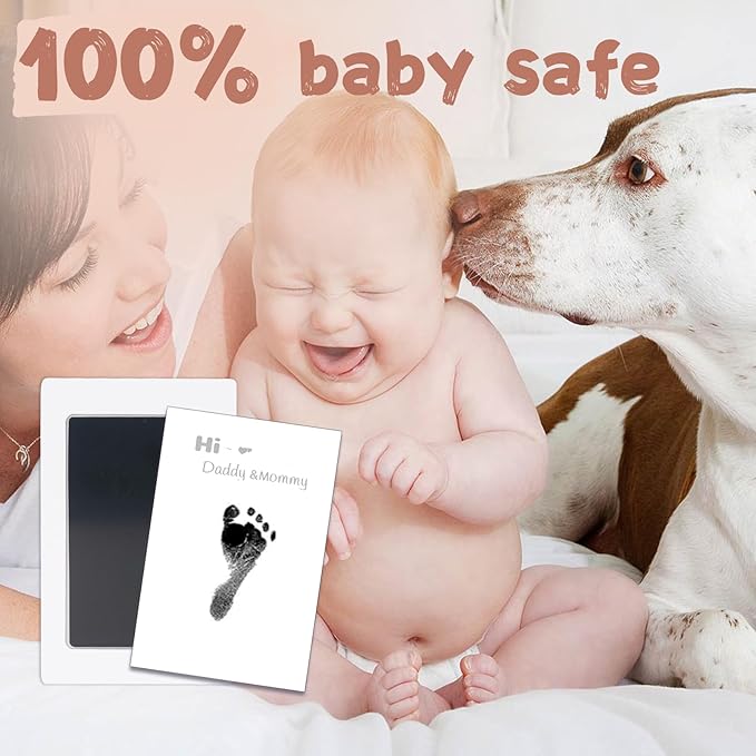 Inkless Baby Hand and Footprint Kit,Clean-Touch Ink Pad Kit,Safe No Mess Printing Infant Hand Foot Stamp,4 Pack Newborn Inkless Print Pads Best Keepsake or Gifts for Family-CubbioJoy