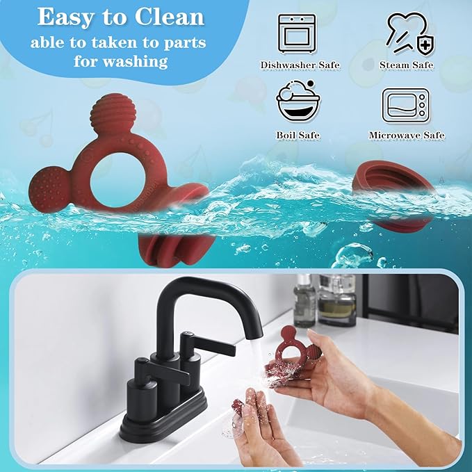 Baby Fruit Feeder, Frozen Teething Toys for Babies, Teether Pacifier with 3 Extra Teats, Eating Essentials, BPA Free Baby Feeding Supplies (Copper)-CubbioJoy