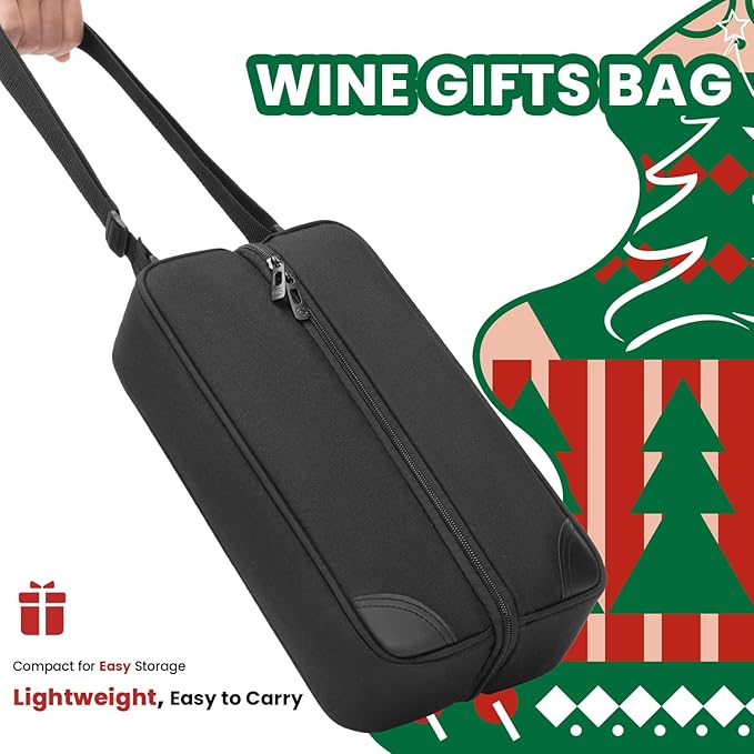 ALLCAMP Wine Bag - Insulated Cooler Bag with Wine Glasses, Bottle Opener & Wine Accessories for Wine Lovers - Portable Wine Gift Bag for Travel, Picnics, and Gift Ideas(Black)-CubbioJoy