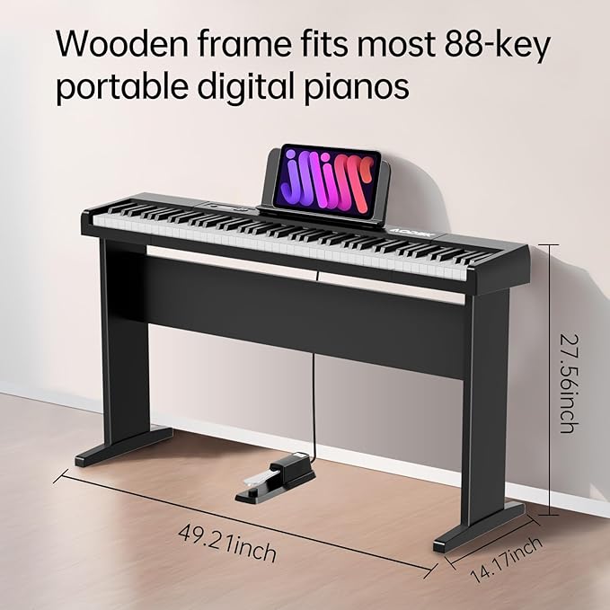 Aodsk 88 Key keyboard piano, Portable Digital Piano with Wooden stand Set for Beginners,128 Tone,128 Rhythm, 20 Demo Song, with Sustain Pedal, Carrying Case, Complimentary Online Piano Lessons-CubbioJoy