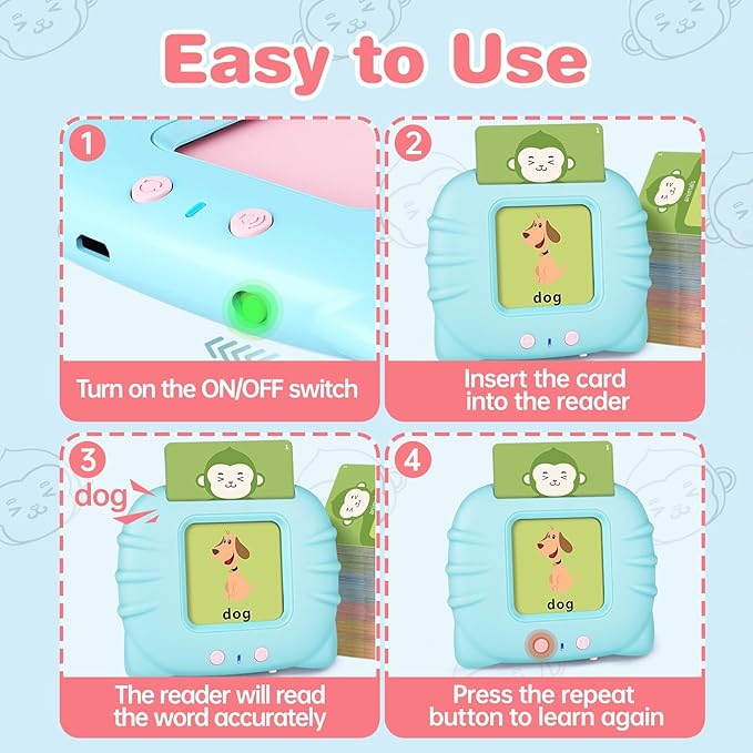 296 Sight Words Talking Flash Cards for Toddlers 1 2 3 4 5 6 Year Old, Pocket Speech, Sensory Speech Therapy Toys, Learning Toys for Montessori and Autism Children, Gifts for Boys (Blue)-CubbioJoy