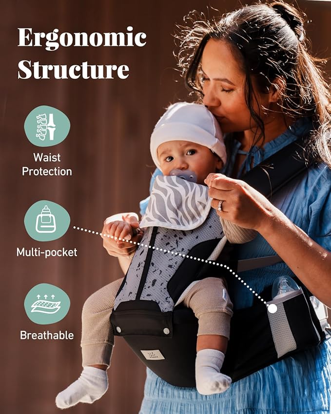 Baby Carrier, MOMTORY Safety-Certified 6-in-1 Baby Carrier Newborn to Toddler, Adjustable Detachable Infant Baby Hip Seat Carrier for 7-50lbs, All Seasons, Perfect for Shopping Travelling-CubbioJoy