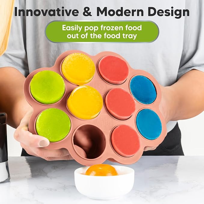 KeaBabies Silicone Food Freezer Trays with Lid, 2oz x 10 Pods Baby Food Storage Containers, Easy Puree Meal Prep, Breast Milk Silicone Freezer Molds, Dishwasher,Microwave Safe,BPA-Free(Roseate)-CubbioJoy