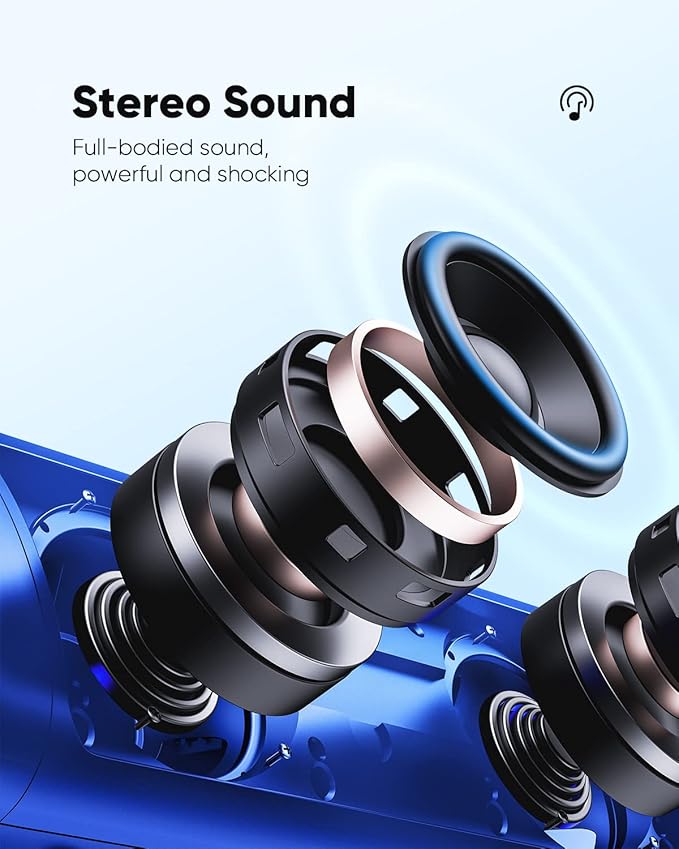 Bluetooth Speaker with HD Sound, Portable Wireless, IPX5 Waterproof, Up to 20H Playtime, TWS Pairing, BT5.3, for Home/Party/Outdoor/Beach, Stocking Stuffers, White Elephant Gifts for Adults (Blue)-CubbioJoy