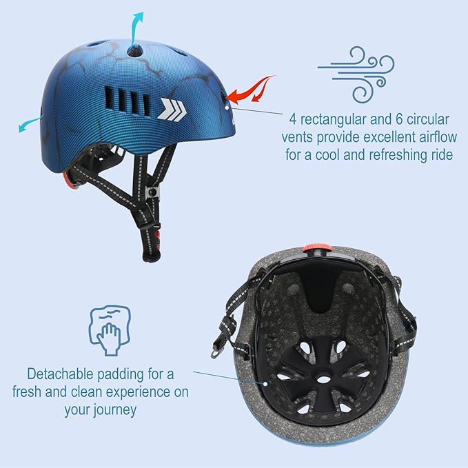 KAMUGO Kids Bike Helmet Set, Toddler Helmet for Ages 2-8 Boys Girls with Sports Protective Gear Set Knee Elbow Wrist Pads for Skateboard Cycling Scooter Rollerblading-CubbioJoy