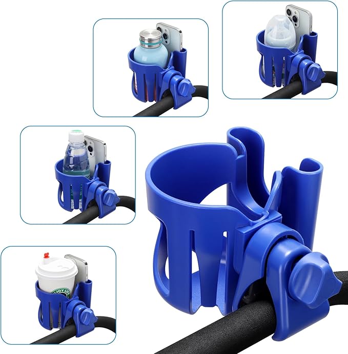 Accmor Universal Cup Holder, Stroller Cup Holder with Phone Holder, 360° Rotatable Large Caliber Designed Bottle Holder for Stroller, Bike, Wheelchair, Walker, Scooter-CubbioJoy