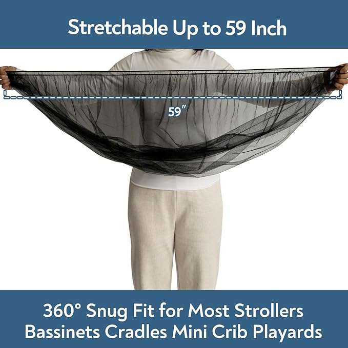 2 Pack Baby Mosquito Net for Stroller, Playard & Bassinet, Reusable Bug Net for Cradles, Carrier, Pack and Plays and Portable Mini Crib, Baby Playpen Mosquito, Black-CubbioJoy