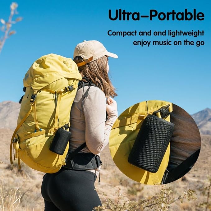 Bluetooth Speaker,MusiBaby M68 Small Portable Speaker:Speaker with BT5.3,Waterproof,Wireless,Bass,HD Sound,24H Playtime for Outdoor，Beach,Party,Stocking Stuffers,White Elephant Gifts(Blk)-CubbioJoy