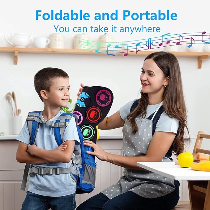 9-Pads Electronic Drum Set with Headphone Jack Speaker Drumsticks & Pedals, Holiday Gifts for Kids-CubbioJoy