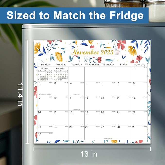 2025-2027 Magnetic Fridge Calendar 21 Monthly Magnetic Calendar for Refrigerator Planner Runs from October 2025 Until June 2027 Easy Organizing Markers Tearable (Flower)-CubbioJoy