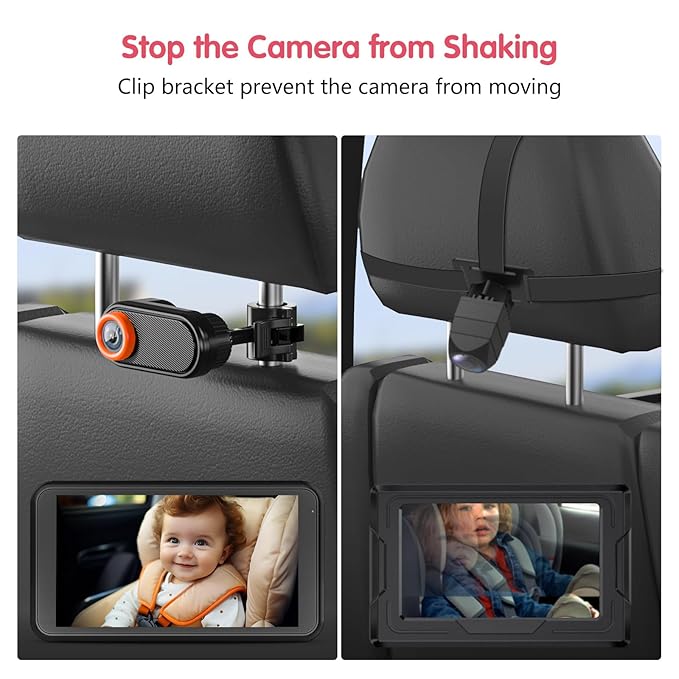 BM2 Car Camera for Baby, 5.2" 1080P Screen with 3X Zoom, Clear Rear-Facing View, 360° Rotating Lens, Easy Installation – Safety for Infants and Pets-CubbioJoy