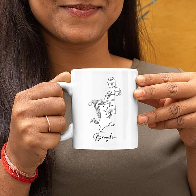 Awesome Horse Coffee Mug Gift for Horses Lovers Brother Sister Birthday Christmas, Personalized Horses Accent Teacup, Customized Name Horse Ceramic Mug 11Oz 15Oz, Cute Animal White Cup Gift For Kids-CubbioJoy