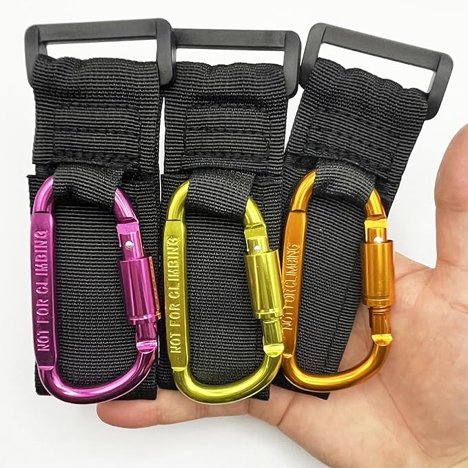 Baby Stroller Hook, Carry 30 lbs per Stroller Carabiner Clip, Adjustable Baby Stroller & Car Seat Hook for Hanging Diaper Bag, Wheelchair,Golf cart, Shopping and Pet Cart(2 Pcs Orange)-CubbioJoy