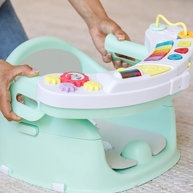 Infantino Music & Lights 3-in-1 Discovery Seat and Booster - Convertible Booster, Infant Activity Seat and Feeding Seat with Electronic Piano for Sensory Exploration, for Babies and Toddlers, Mint-CubbioJoy