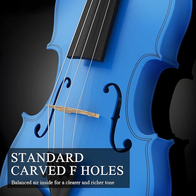 4/4 Beginner Violin Kit for Adults, Complete Full Size Violin Set with Portable Case, Bow, Rosin, Dark Blue-CubbioJoy