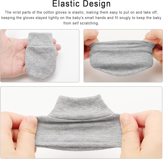 BQUBO 6 Pairs Newborn Baby Boys Girls Mittens 0-6 Months Unisex-Baby Infant Mittens Elastic No Scratch Wrist Gloves-CubbioJoy