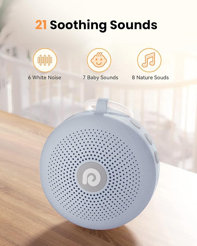 Dreamegg White Noise Machine - Portable Sound Machine for Baby Adult, Features Powerful Battery, 21 Soothing Sound, Noise Canceling for Office & Sleeping, Sound Therapy for Home, Travel(2Light Blue)-CubbioJoy