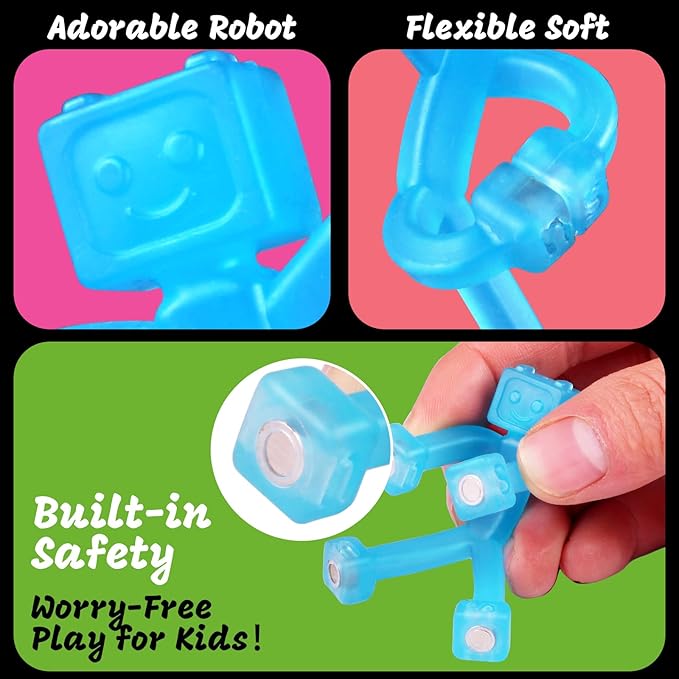 24 PCS Magnetic Travel Toys for Kids, Creative, Portable and Educational, Magnetic-People-Magnet-Men: Cute Robot & Funny Magnets, Small Fidget Toys for Classroom Prizes, Easter Egg Stuffers, Office-CubbioJoy