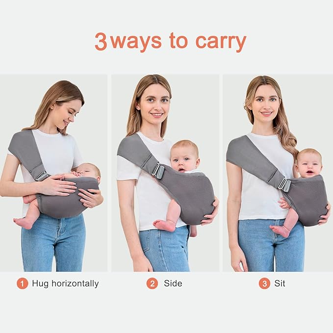 Baby Sling Carrier,Baby Carrier Newborn to Toddler,Toddler Carrier,Portable Lightweight & Spreadable Shoulder Straps (Dark Grey)-CubbioJoy
