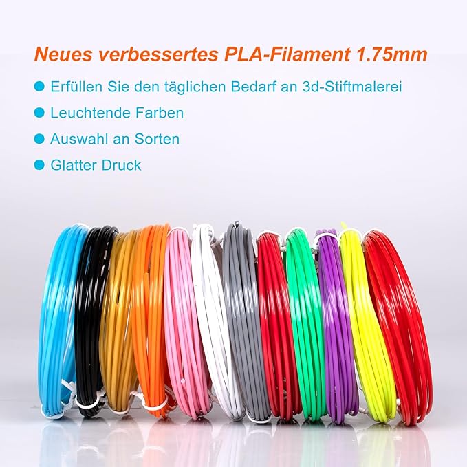 3D Pen Filament Refills 12 Colors Compatible with SCRIB3D MYNT3D PIKA3D 3D Pen for Kids Each Color 10Feet 1.75mm PLA 3D Printing Pen Filament Refills, NOT FIT 3Doodler Start Pen-CubbioJoy