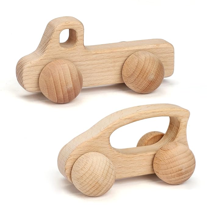TOY Life Wooden Toys Cars, Montessori Toys for Babies 0-6-12 Months, Rattle Toy Cars for Toddlers 1-3, Christmas Wooden Baby Toys Gift 1 Year Old, Baby Boy Nursery Decor, 1 Year Old Boy Birthday Gift-CubbioJoy