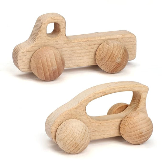 TOY Life Wooden Toys Cars, Montessori Toys for Babies 0-6-12 Months, Rattle Toy Cars for Toddlers 1-3, Christmas Wooden Baby Toys Gift 1 Year Old, Baby Boy Nursery Decor, 1 Year Old Boy Birthday Gift-CubbioJoy