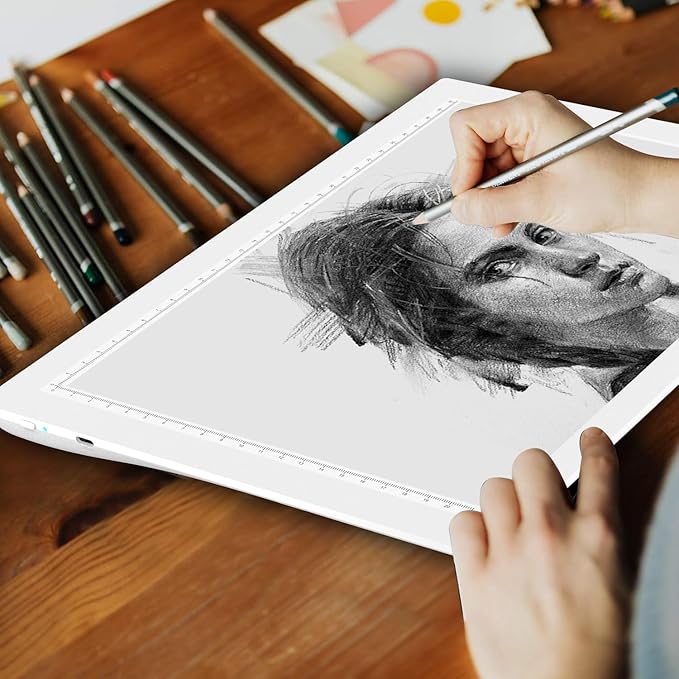 A4 Rechargeable LED Tracing Light Box, ELICE Wireless Battery Powered Light Pad Artcraft Lightpad Cordless Light Board for Diamond Painting Drawing Sketching Weeding Vinyl X-ray Viewing (White)-CubbioJoy