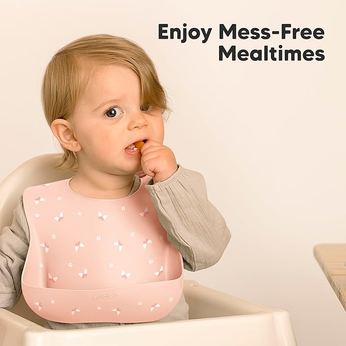 KeaBabies 2-Pack Silicone Baby Bibs for Eating - Sturdy Food-Grade Silicone Bibs for Babies Girl, Boy, Large Food Catcher, Clean & Put On Easily, Waterproof Toddler Feeding Essentials (Butterflies)-CubbioJoy