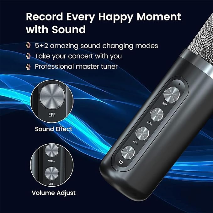 Karaoke Machine for Adults and Kids, Portable Bluetooth Karaoke Speaker with 2 Wireless Microphones for TV, Singing Karaoke for Home Party, Great Gifts for Boys and Girls-CubbioJoy