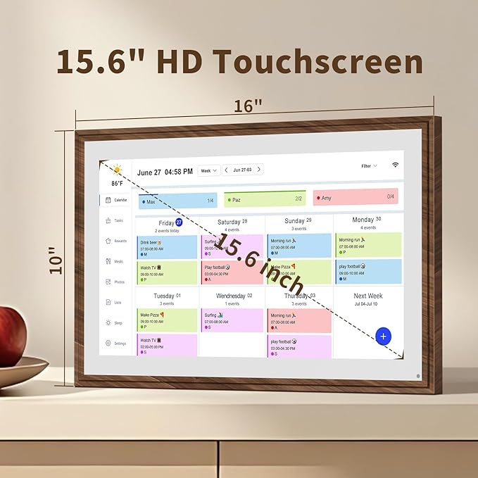 15.6 Inch Digital Calendar Chore Chart with Touchscreen - Full HD Interactive Display, Wall & Desk Mountable Family Planner, To-Do List & Meal Planner, Ideal for Home Organization & 2025 Scheduling-CubbioJoy