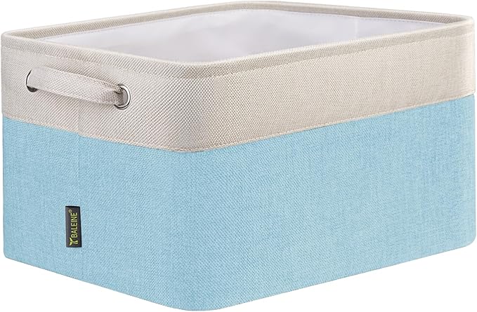 BALEINE 1 Pack Fabric Storage Bins for Shelves, Linen Storage Baskets for Organizing, Decorative Closet Bins for Clothes, Home (Skyblue, 15''x11''x9.5'')-CubbioJoy