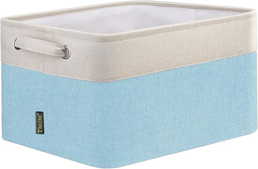 BALEINE 1 Pack Fabric Storage Bins for Shelves, Linen Storage Baskets for Organizing, Decorative Closet Bins for Clothes, Home (Skyblue, 15''x11''x9.5'')-CubbioJoy