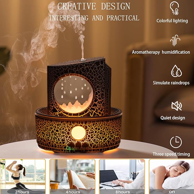 Aromatherapy Humidifier for Sleep Relaxation, Raindrop Humidifiers,Aromatherapy Diffuser with 3 LED Color Changing Lights and Auto-Off, Air humidifier Suitable for Home, Office-CubbioJoy