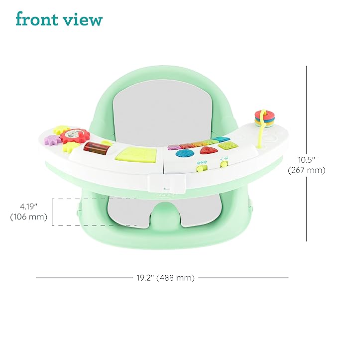 Infantino Music & Lights 3-in-1 Discovery Seat and Booster - Convertible Booster, Infant Activity Seat and Feeding Seat with Electronic Piano for Sensory Exploration, for Babies and Toddlers, Mint-CubbioJoy