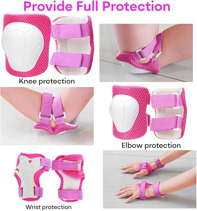 KAMUGO Kids Bike Helmet, Toddler Helmet for Ages 2-8 Boys Girls with Sports Protective Gear Set Knee Elbow Wrist Pads for Skateboard Cycling Scooter Rollerblading-CubbioJoy