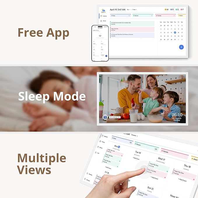 32" Digital Calendar Chore Chart – 1080P Full HD Interactive Touchscreen, Smart Family Planner, Hearth Display Digital Wall & Desk Mountable for Seamless Scheduling-CubbioJoy