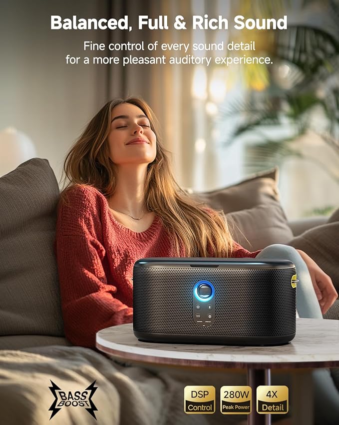 Karaoke Machine for Adults, with Lyrics Display, Karaoke System for YouTube, 280W Speaker, Autotune & EQ, Connect to TV, Portable PA System with 2 Wireless Microphones for Home Outdoor Party-CubbioJoy