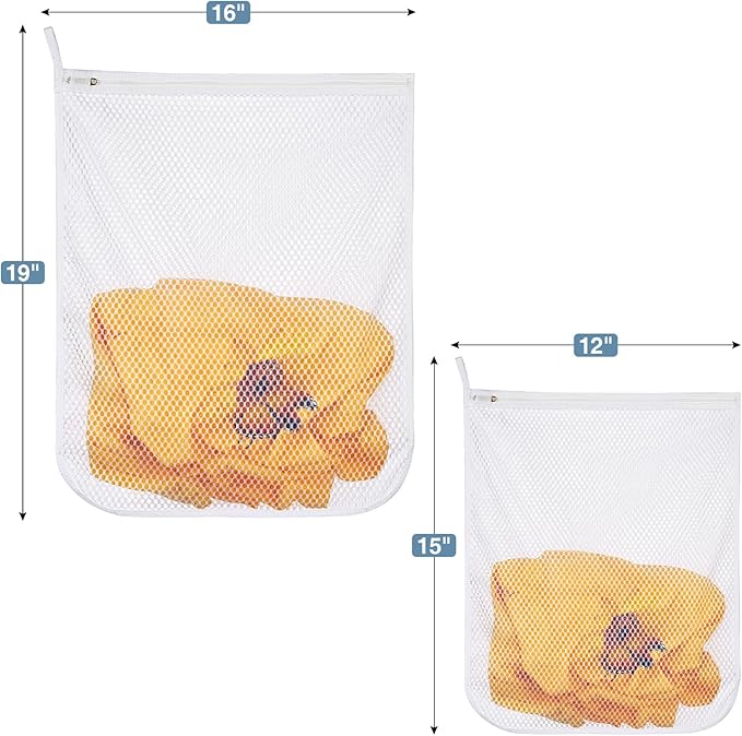 4 pcs Durable Honeycomb Mesh Laundry Bags for Delicates 16" x 19" (2 Large) 12" x 15" (2 Medium)-CubbioJoy