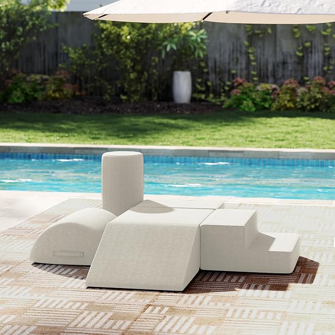 jela Foam Blocks 6Pcs Soft Play Equipment Waterproof Fabric, UV Resistant Toddler Climbing Toys Indoor& Outdoor Soft Play Climbing for Toddlers, Lightweight Climbing Blocks for Babies, Kids (Sand)-CubbioJoy