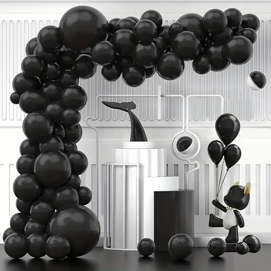 140pcs Balloon Arch Kit, Black Balloons of Different Sizes Pack of 18 12 10 5 Inch Party Balloon Kit for Birthday Party or Balloon Arch as Graduation Wedding Baby Shower Anniversary Party-CubbioJoy