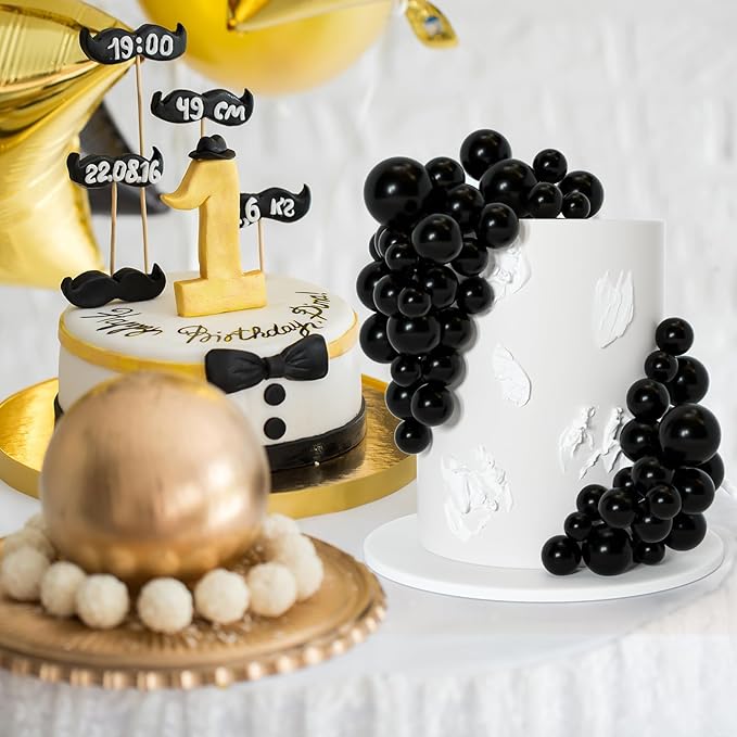 75 Pieces Black Cake Balls Topper Decorations Foam Cupcake Topper Mini Balloon Cake Topper Balls Cake Picks for Cake Deco Birthday Party Wedding-CubbioJoy